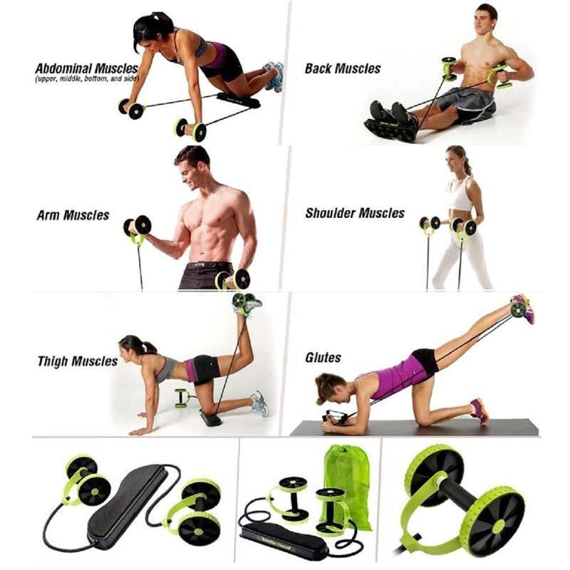 AB Pull Rope Wheels Roller - Fitness Mallomo