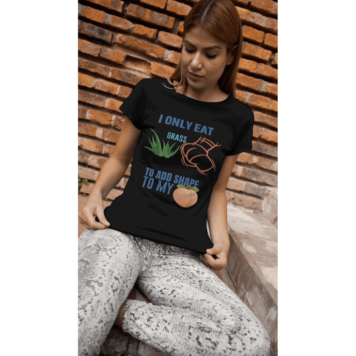 I Only Eat Grass To Add Shape To My Ass - Women's Racerback Tank | Womens Gym Wear - Fitness Mallomo