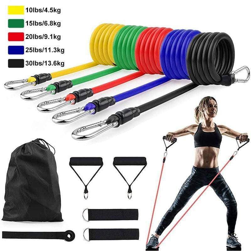 11Pcs/Set Latex Resistance Bands - Fitness Mallomo