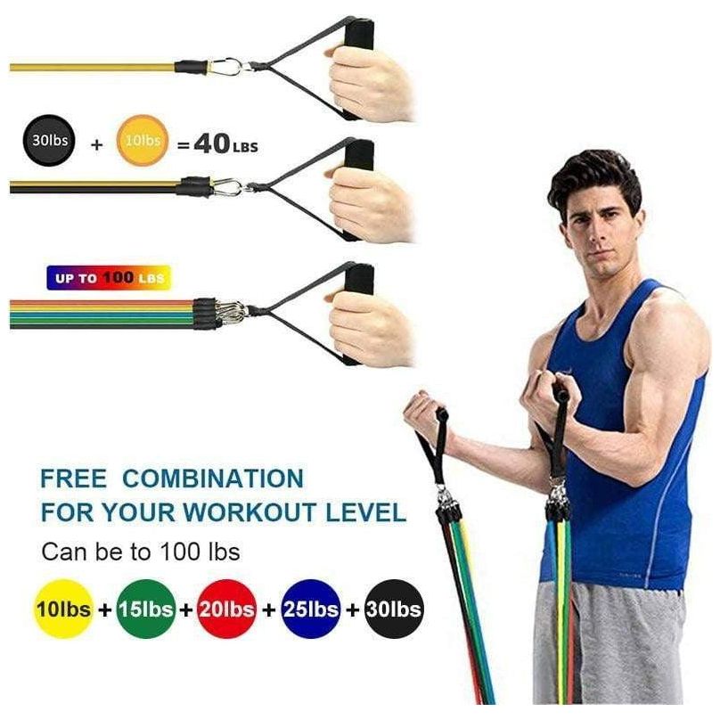 11Pcs/Set Latex Resistance Bands - Fitness Mallomo