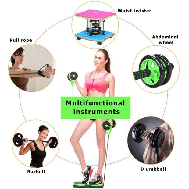 AB Pull Rope Wheels Roller - Fitness Mallomo