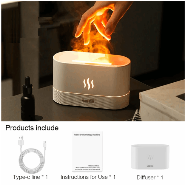 Air Humidifier Ultrasonic Illuminate | Fogger Led Essential Oil Faux Flame Lamp Diffusor - Fitness Mallomo