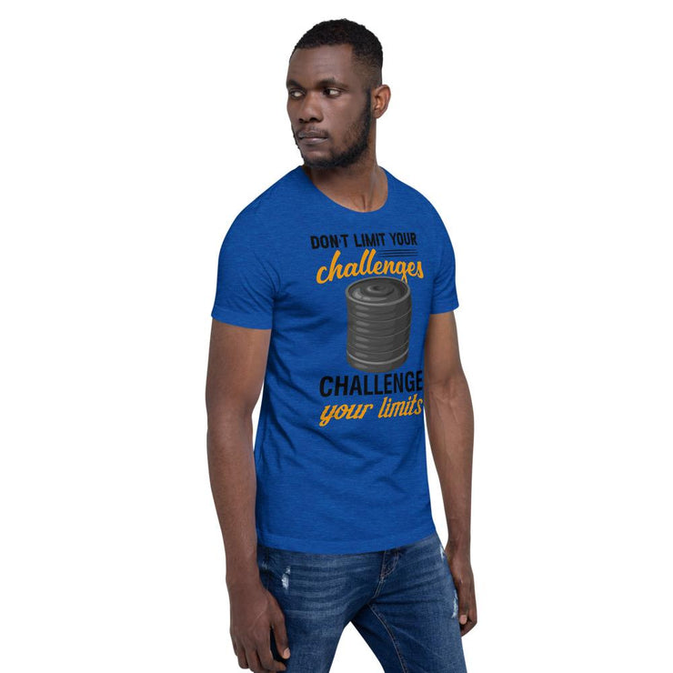 Don't Limit Your Challenges - Challenge Your Limits [Series: Black Plates Heavy Lift] | T Shirt For Him - Fitness Mallomo
