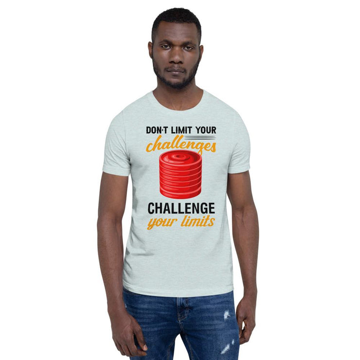 Don't Limit Your Challenges - Challenge Your Limits [Series: Red Plates Heavy Lift] | T Shirt For Boyfriend - Fitness Mallomo