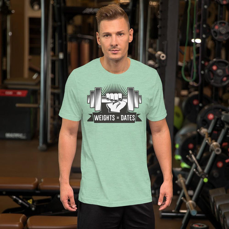 Weights Equals Dates - T Shirt [Series: Dumbbell Fist] | Gym Shirts Men - Fitness Mallomo