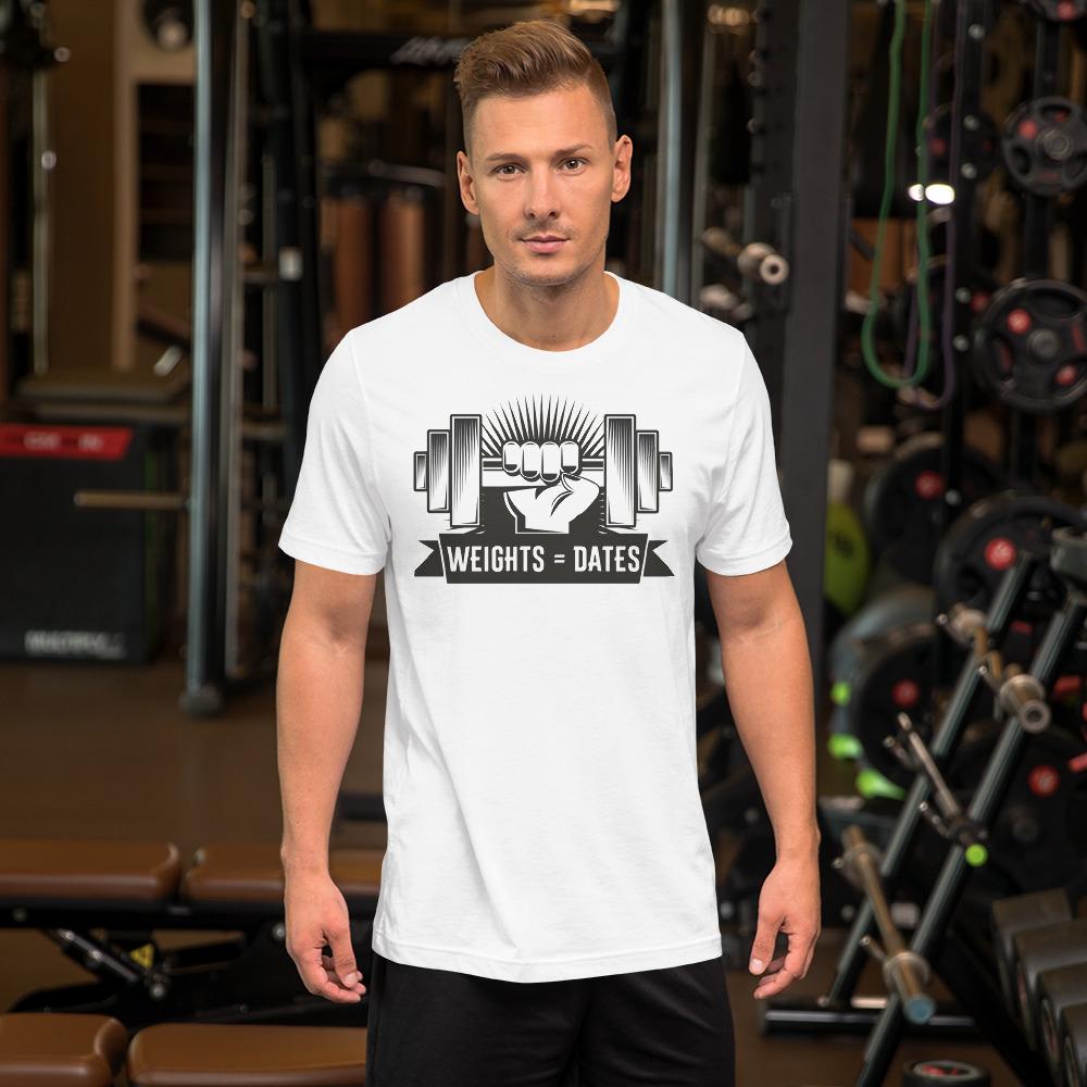 Weights Equals Dates - T Shirt [Series: Dumbbell Fist] | Gym Shirts Men - Fitness Mallomo
